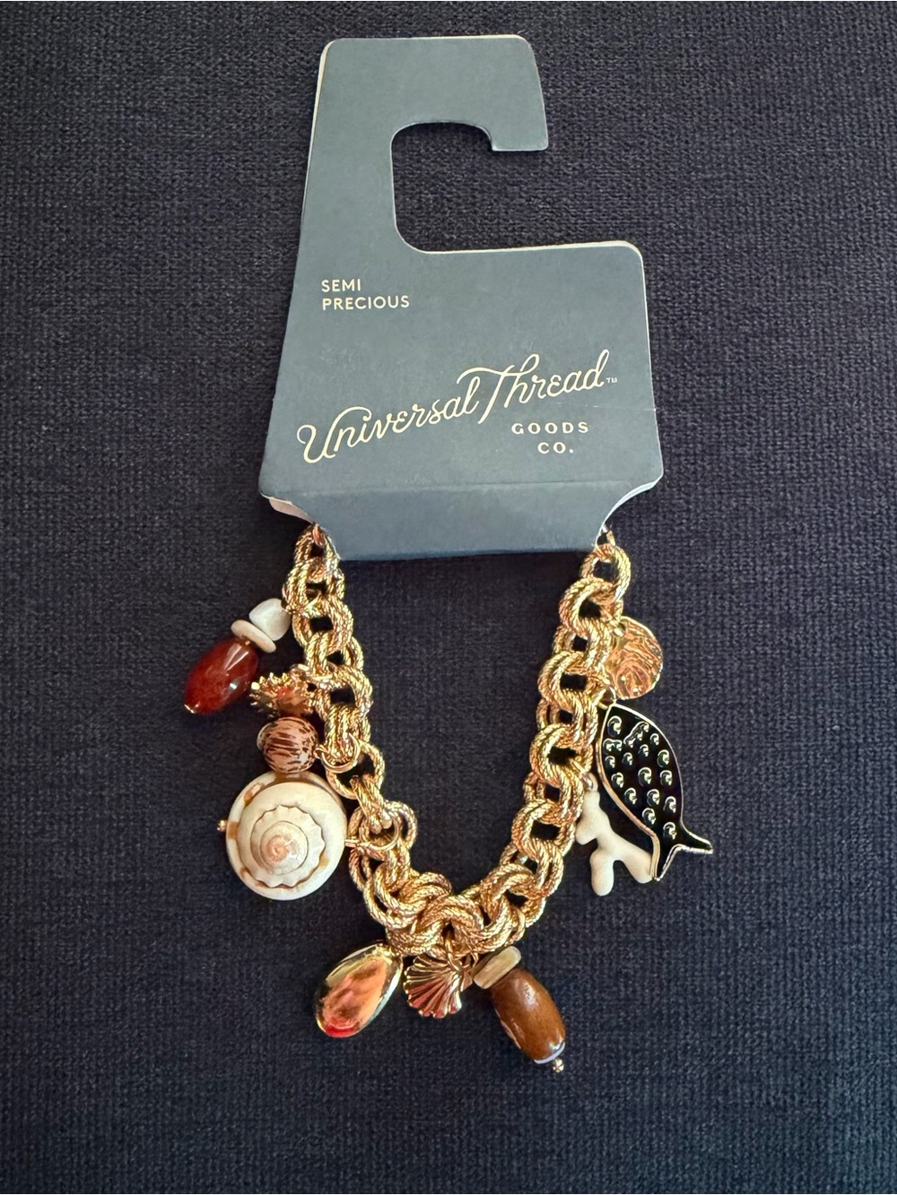 Universal Thread Gold-Tone Charm Bracelet with Brown & Cream Accents